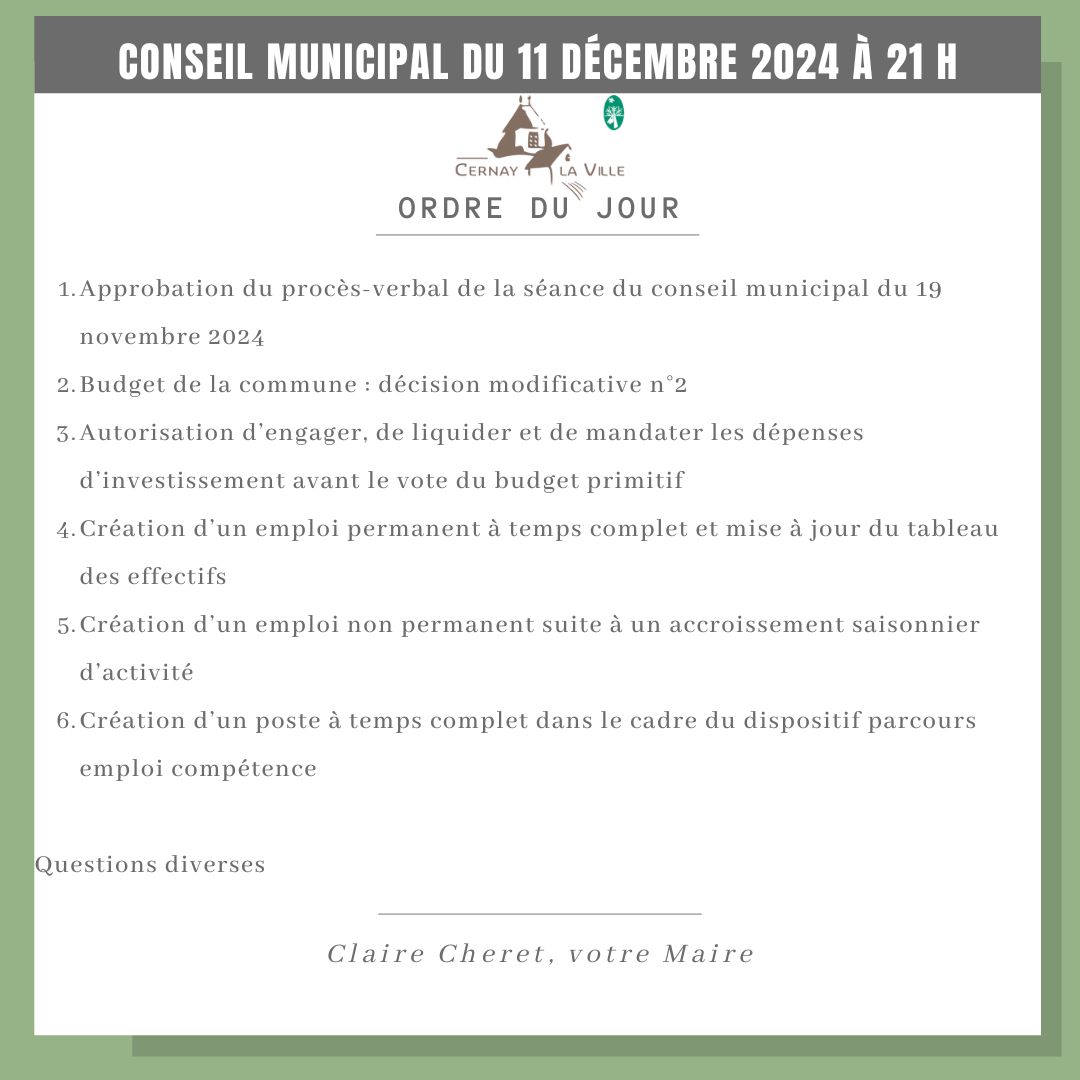 ODJ CONSEIL MUNICIPAL DU 11 dec