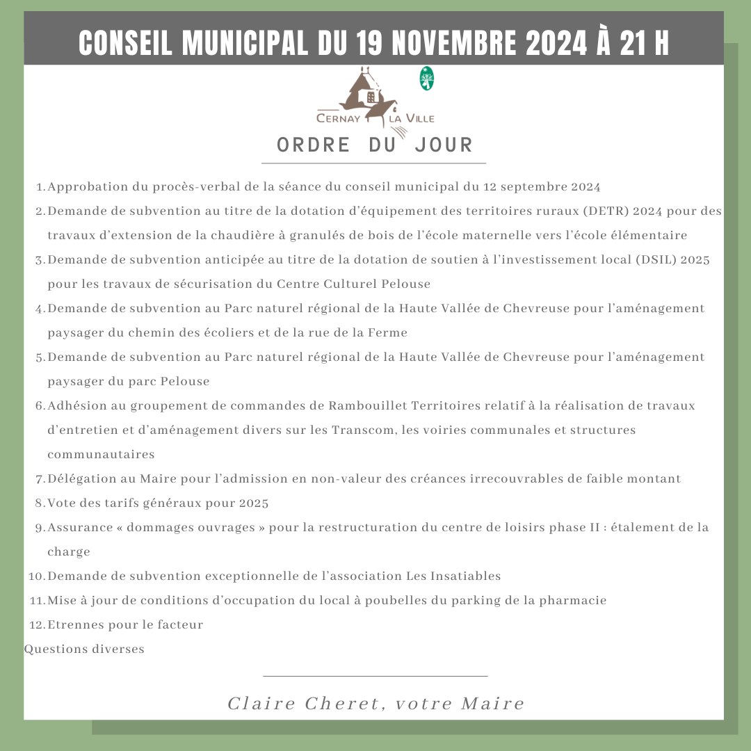 ODJ CONSEIL MUNICIPAL DU 19 NOV