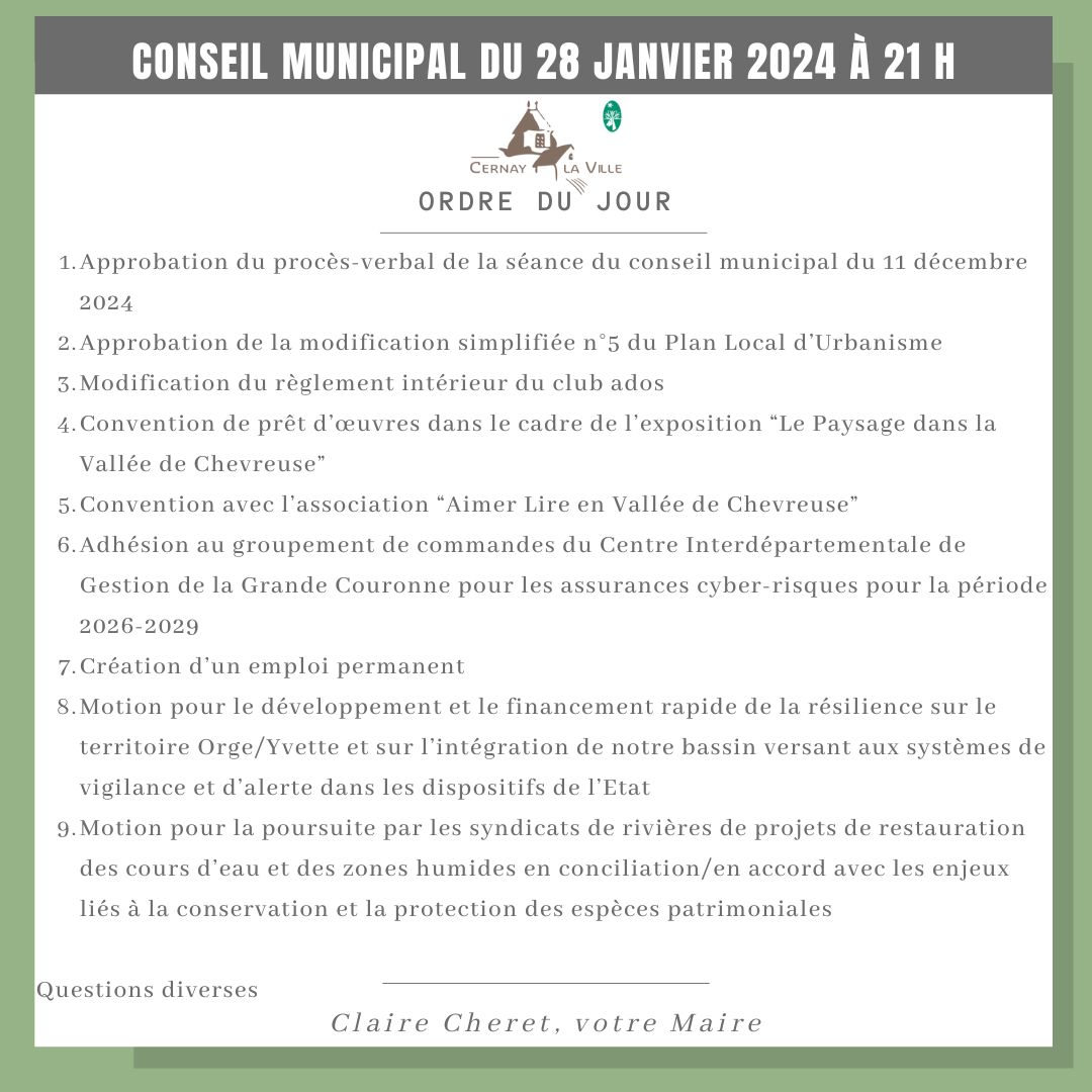 ODJ CONSEIL MUNICIPAL DU 28 janv